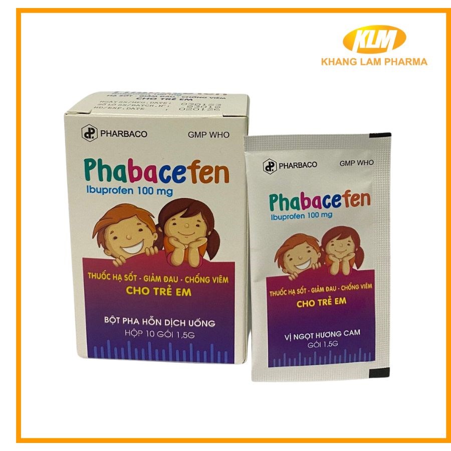 Phabacefen - Hạ sốt, giảm đau dành cho trẻ Pharbaco (Hộp 10 gói)