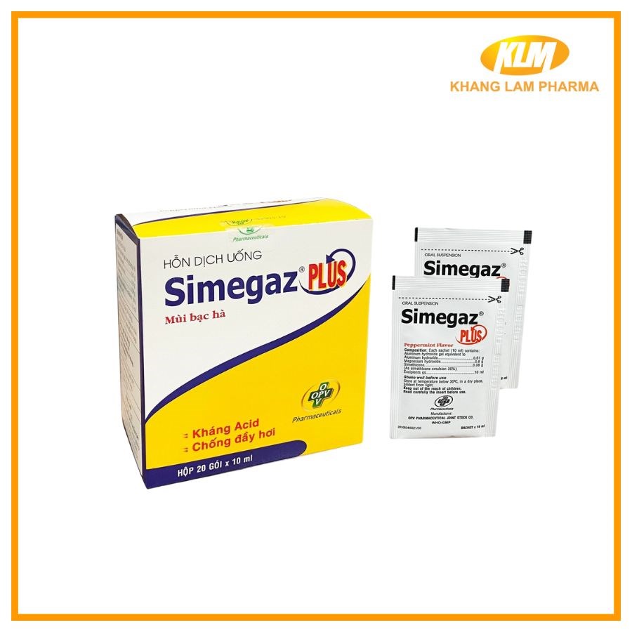 Simegaz Plus OPV - Hỗn dịch uống giảm đầy hơi, trướng bụng ăn không tiêu (Hộp 20 gói x 10ml)