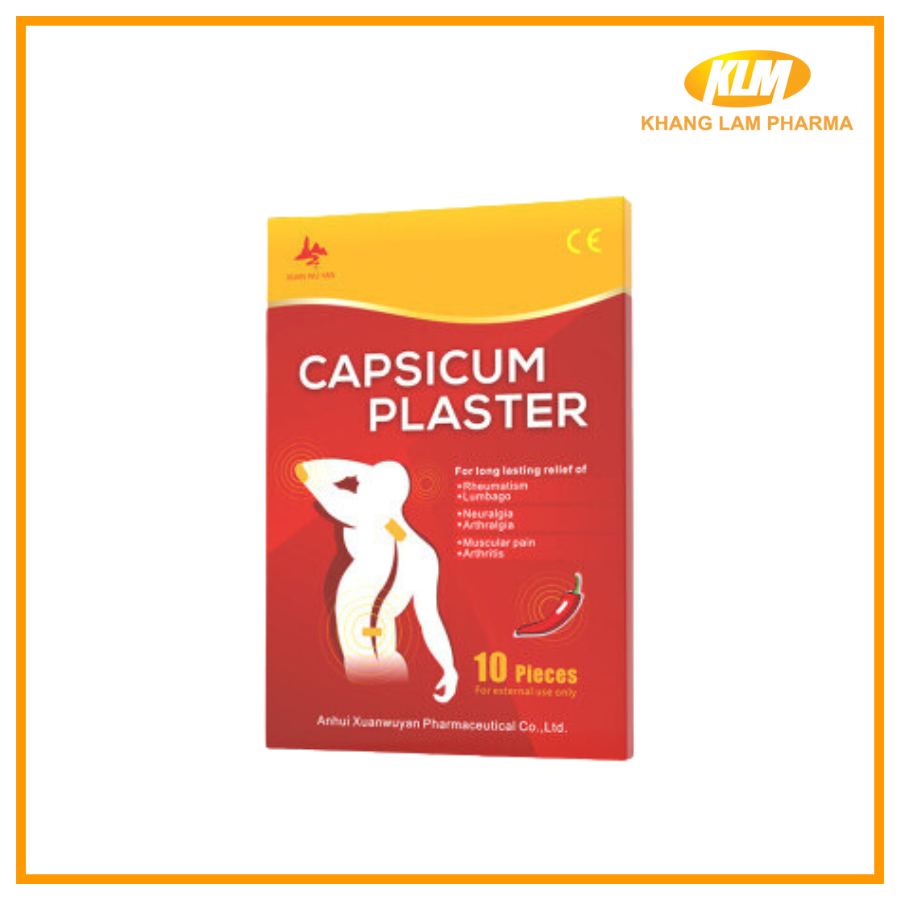 Capsium Plaster - Cao dán nóng giảm đau xương khớp (Hộp 10 miếng dán)