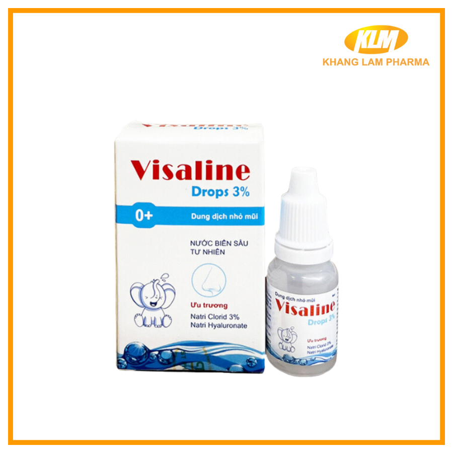 Nhỏ mũi Visaline Drops 3% lọ 8ml – Hỗ trợ làm giảm khô mũi, chống sung huyết mũi