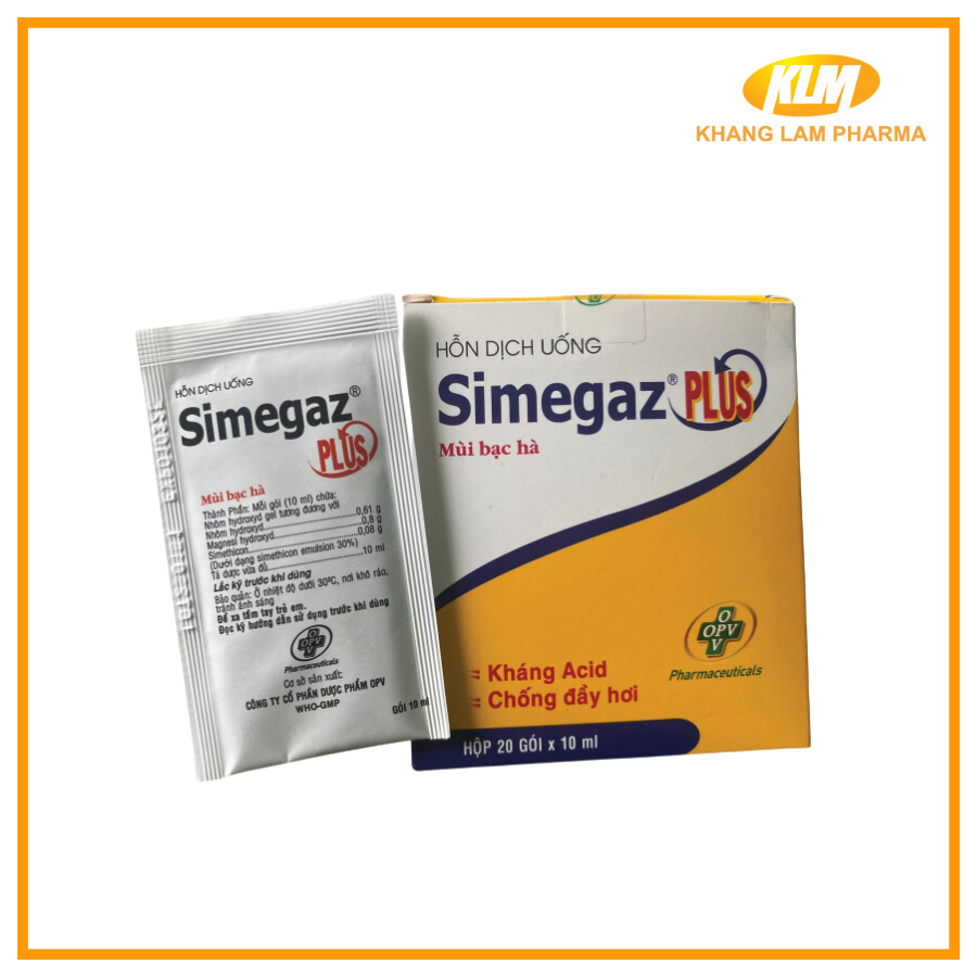 Simegaz Plus OPV - Hỗn dịch uống giảm đầy hơi, trướng bụng ăn không tiêu (20 gói x 10ml)