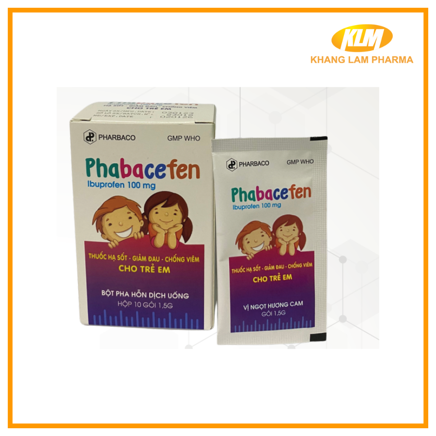 Phabacefen - Thuốc giảm đau hạ sốt dành cho trẻ Pharbaco (Hộp 10 gói)