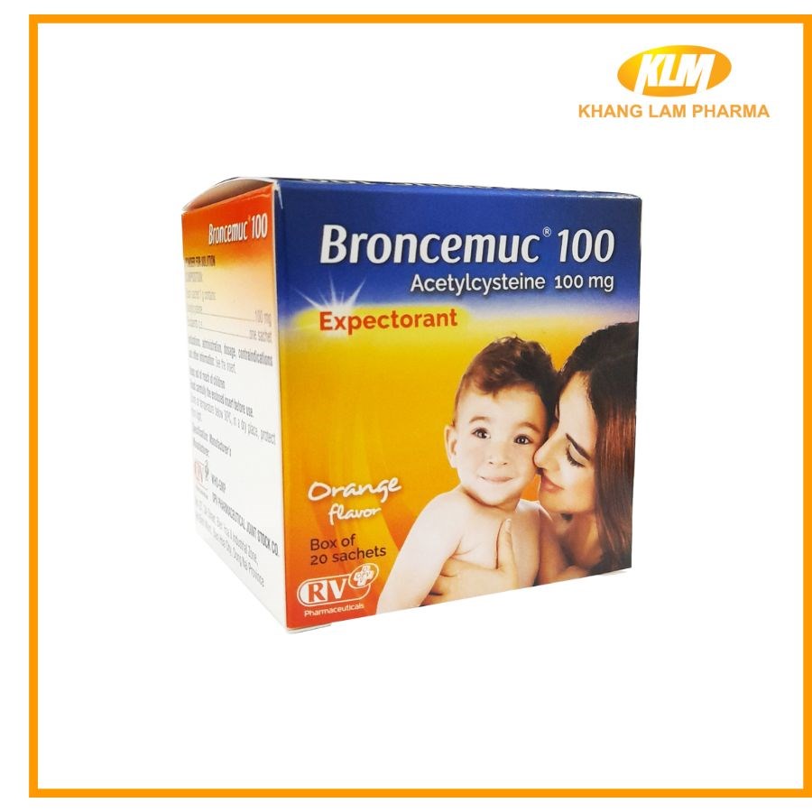 Broncemuc 100 -  Thuốc tiêu đờm (Hộp 20 gói)