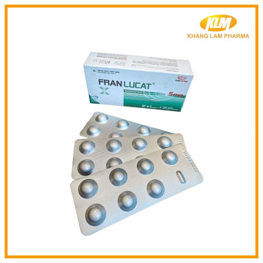 Franlucat 5mg - Thuốc điều trị bệnh hen suyễn hiệu quả (Hộp 28 viên)