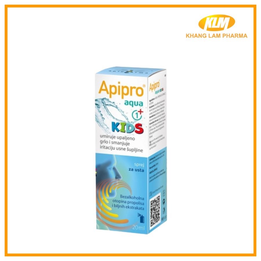 APIPRO Aqua KIDs - Xịt họng keo ong dành cho bé, giảm ho, ngứa rát, đau họng (Lọ 20ml)