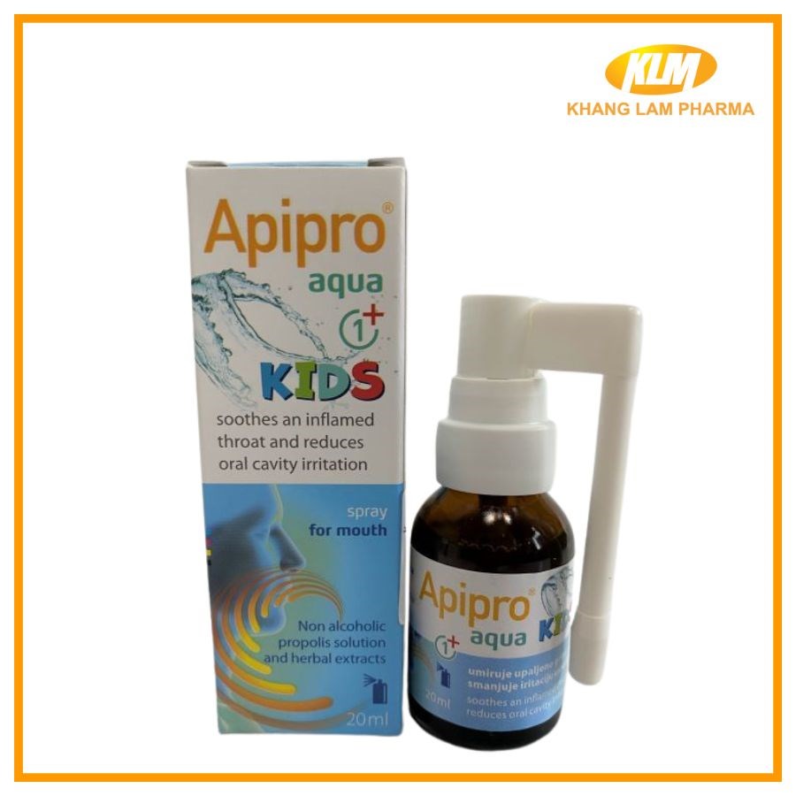 APIPRO Aqua KIDs - Xịt họng keo ong dành cho bé, giảm ho, ngứa rát, đau họng (Lọ 20ml)