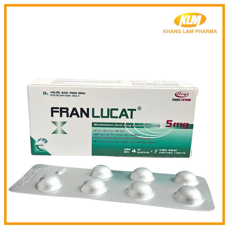 Franlucat 5mg - Thuốc điều trị bệnh hen suyễn hiệu quả (Hộp 28 viên)