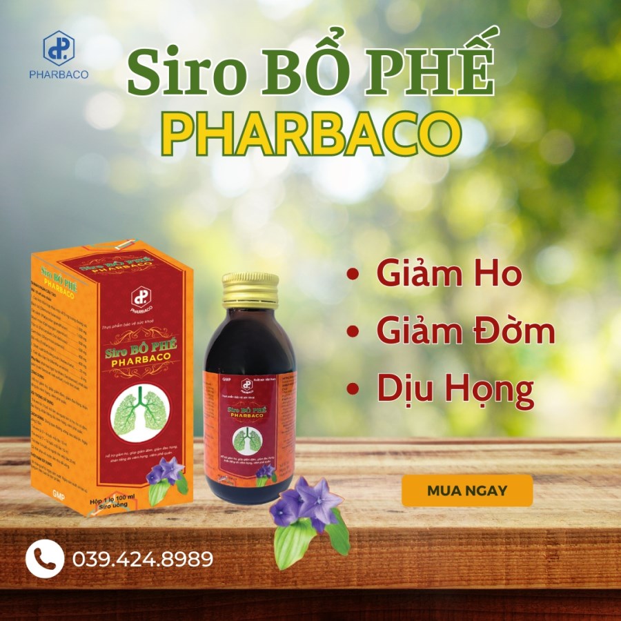 Siro Bổ phế Pharbaco – Giảm ho, giảm đờm, dịu họng hiệu quả (Lọ 100ml)