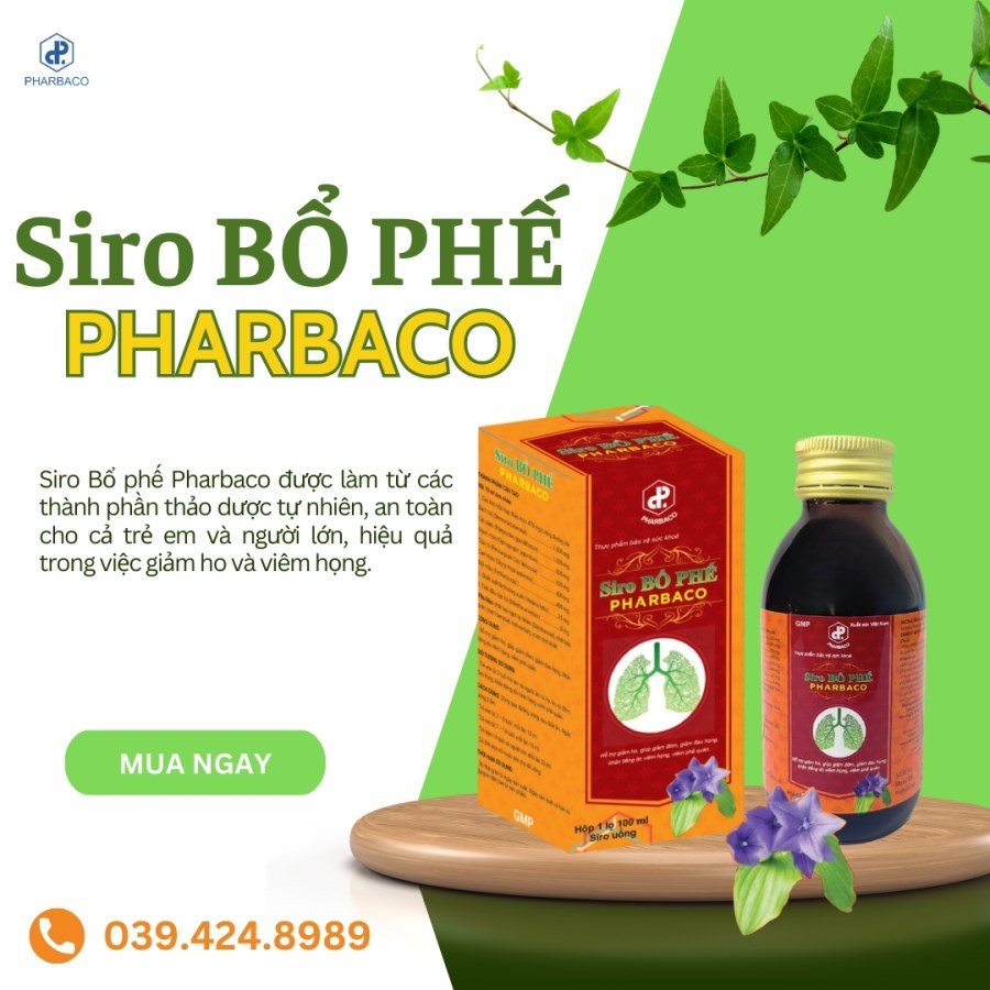 Siro Bổ phế Pharbaco – Giảm ho, giảm đờm, dịu họng hiệu quả (Lọ 100ml)