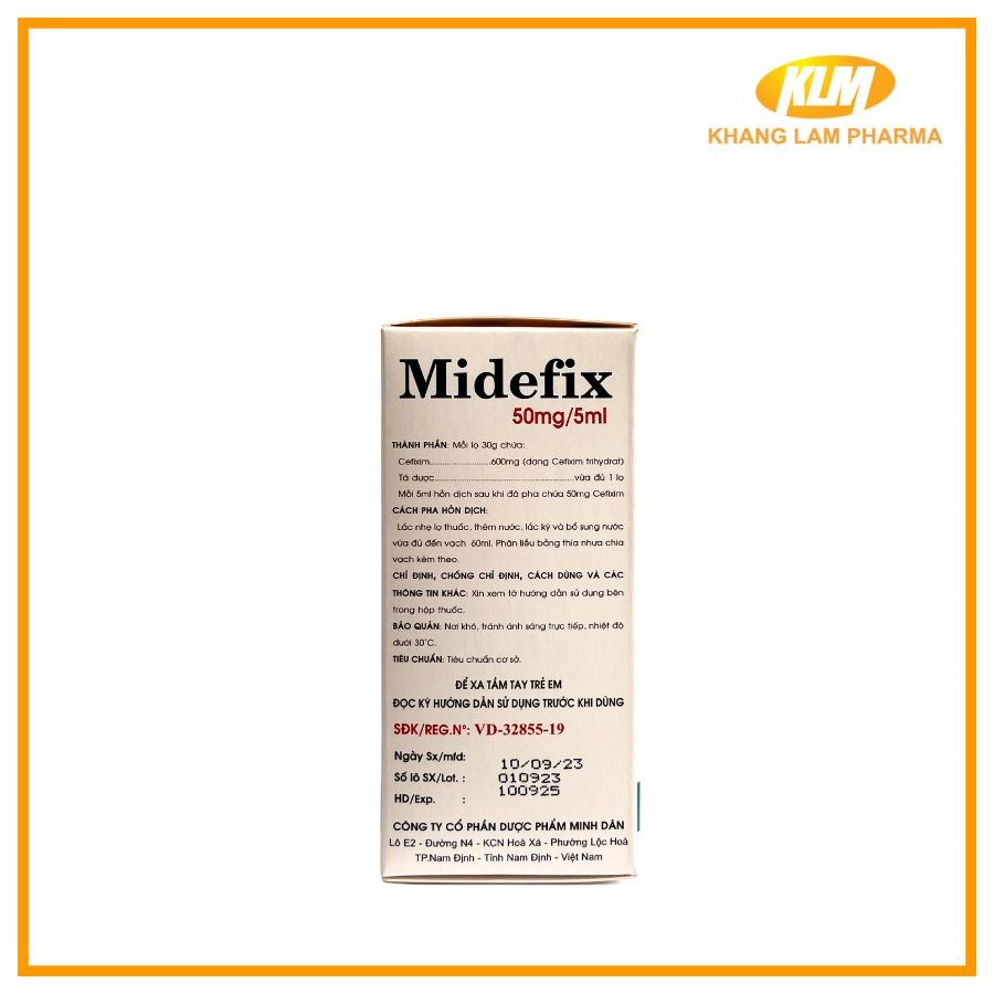 Midefix 50mg/5ml - Điều trị nhiễm khuẩn đường hô hấp (Hộp 1 lọ 30g)